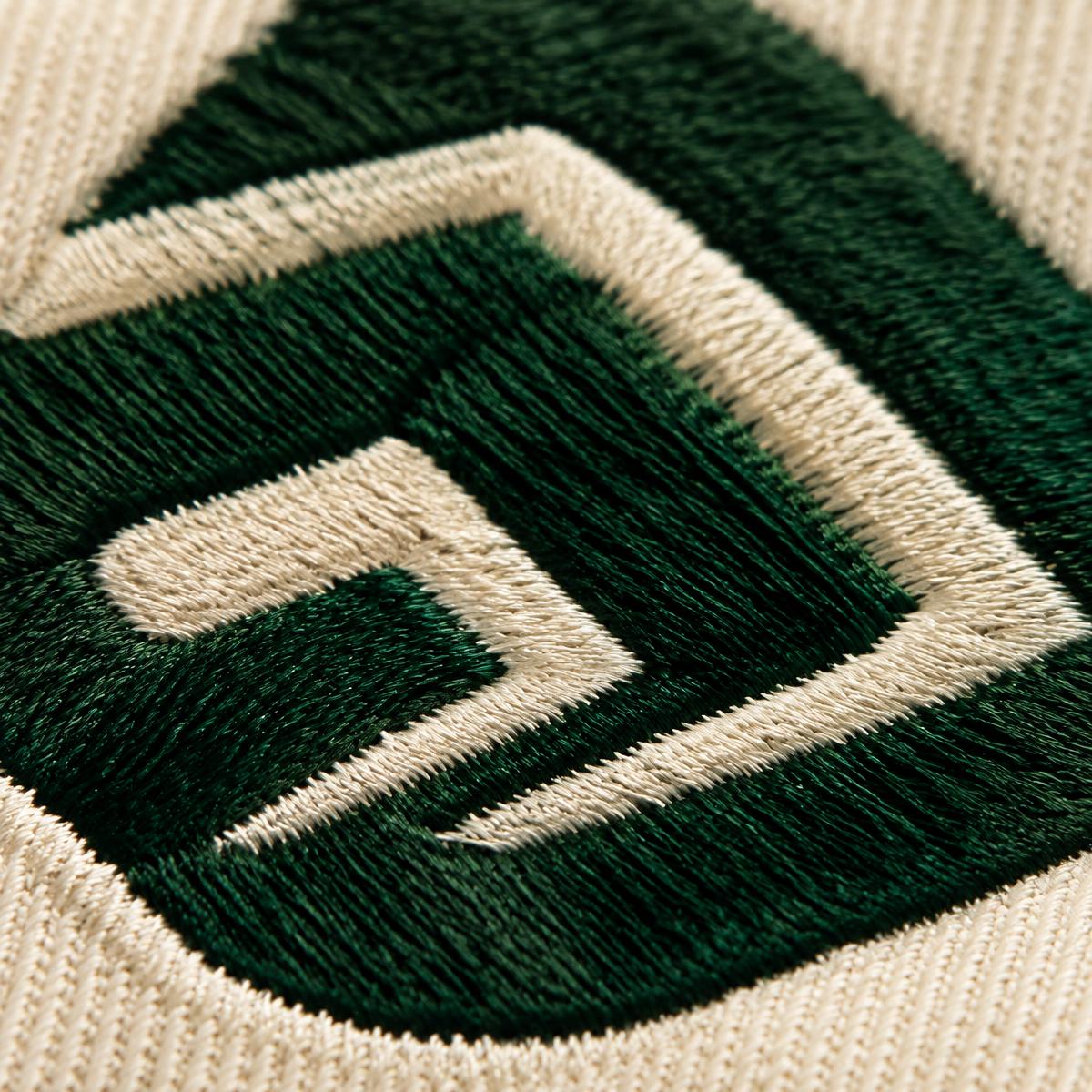 Close-up of premium embroidery stitching